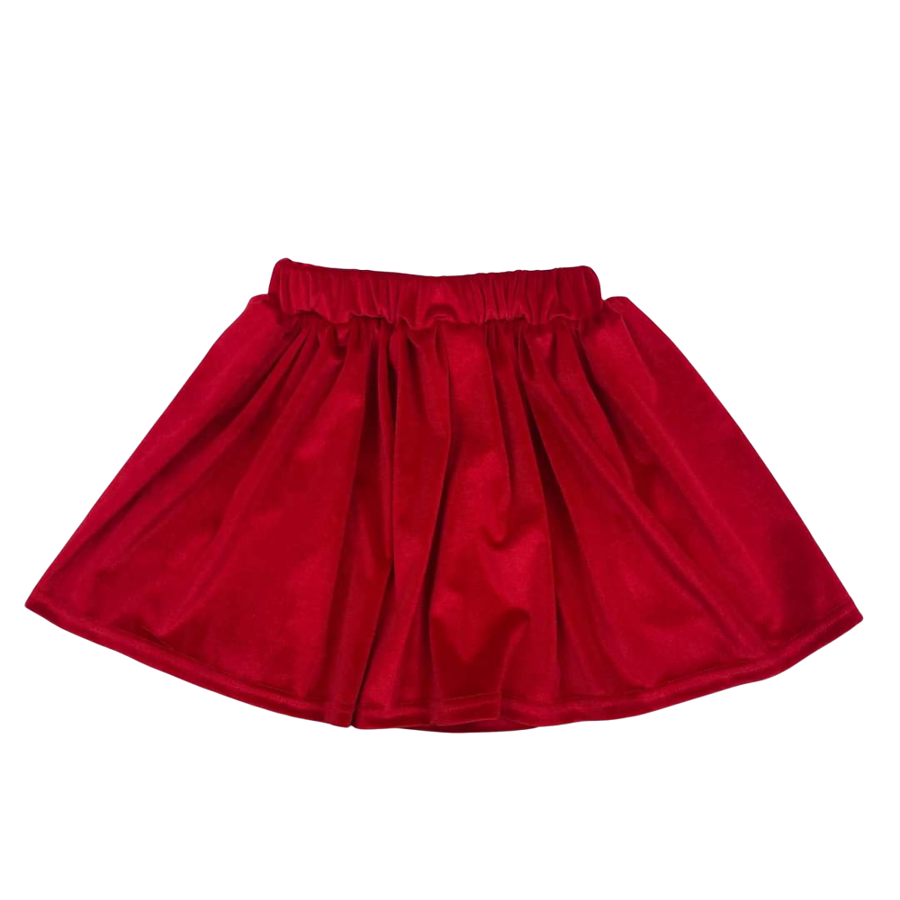 Red velvet skirt