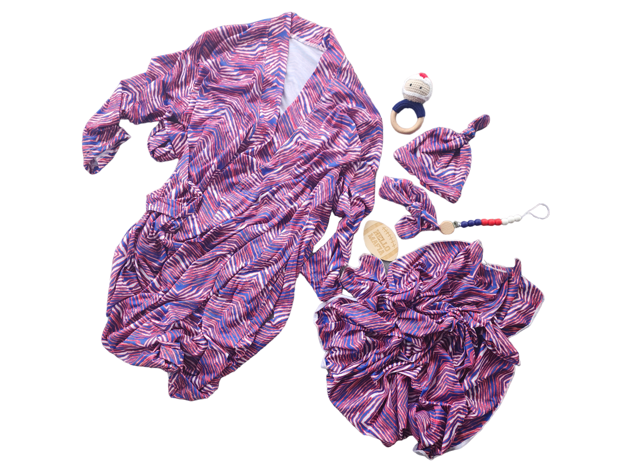 7 piece Mommy and Me Robe and Swaddle Set